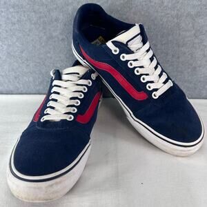 VANS Mens sz 8 Ward Deluxe Retro Sport Red Navy Suede Classic Low Skate Sneaker
